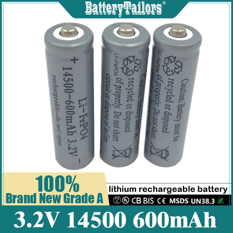 14500 Lithium Iron Battery 3.2V 600MAH Suitable for Flashlight Solar Lamp No. 5 Lithium Iron Phosphate Battery