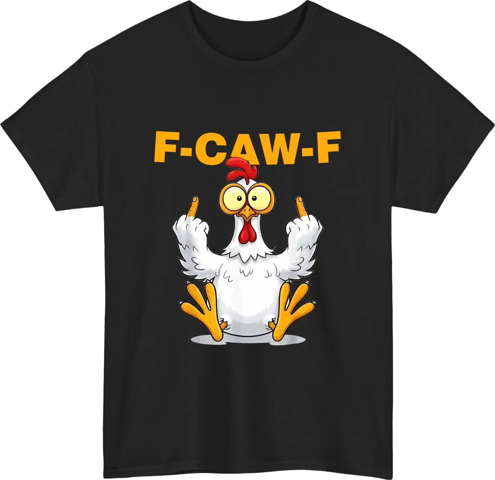 Men's Vintage Funny Rooster T-Shirt, F-CAW-F Chicken Humor Print, Pure Cotton Crewneck Short Sleeve Unisex Top  DX113