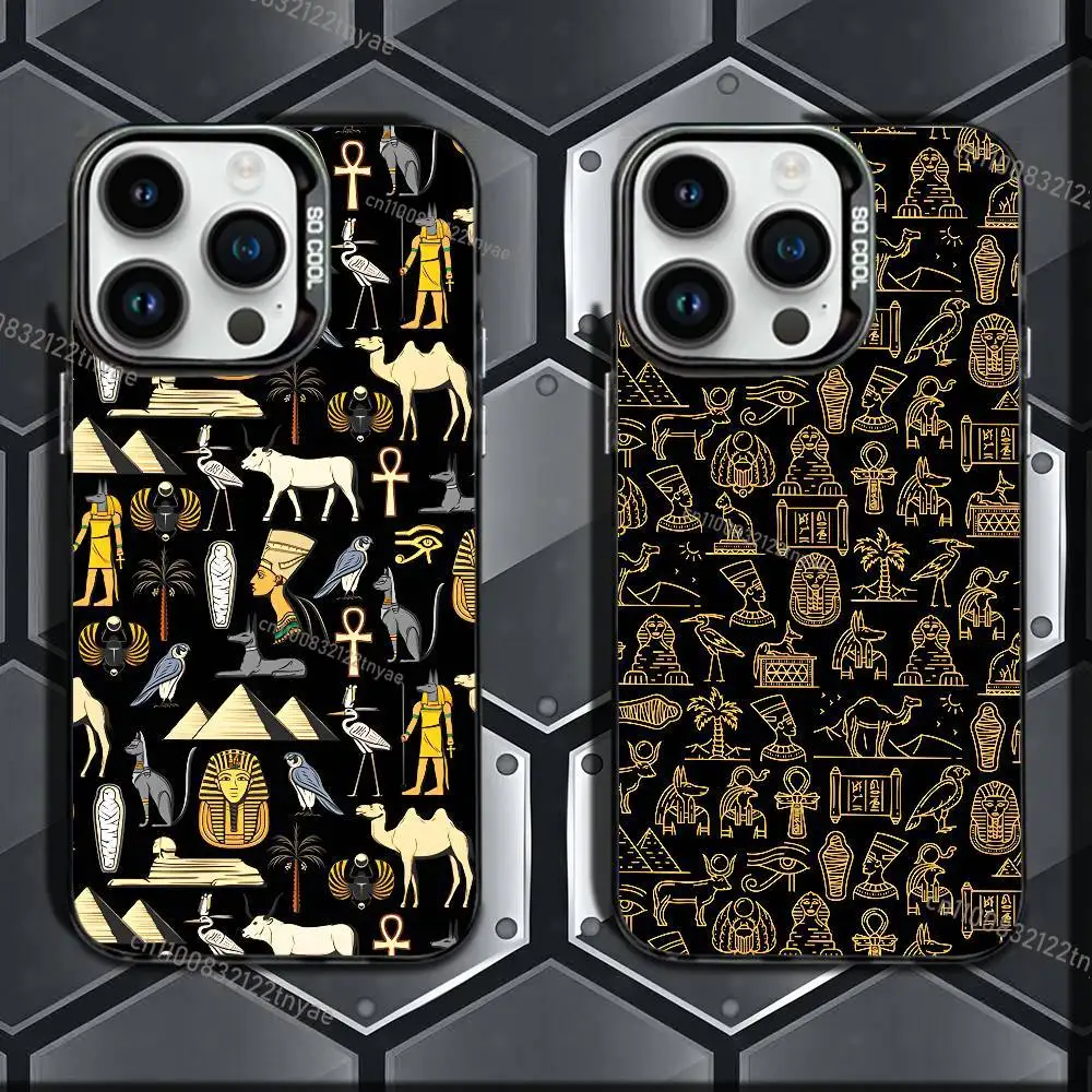 

Ancient Egyptian Art Phone Case IMD Color Silver Shell For IPhone 17,16,15,14,13,12,11 Pro Max Plus