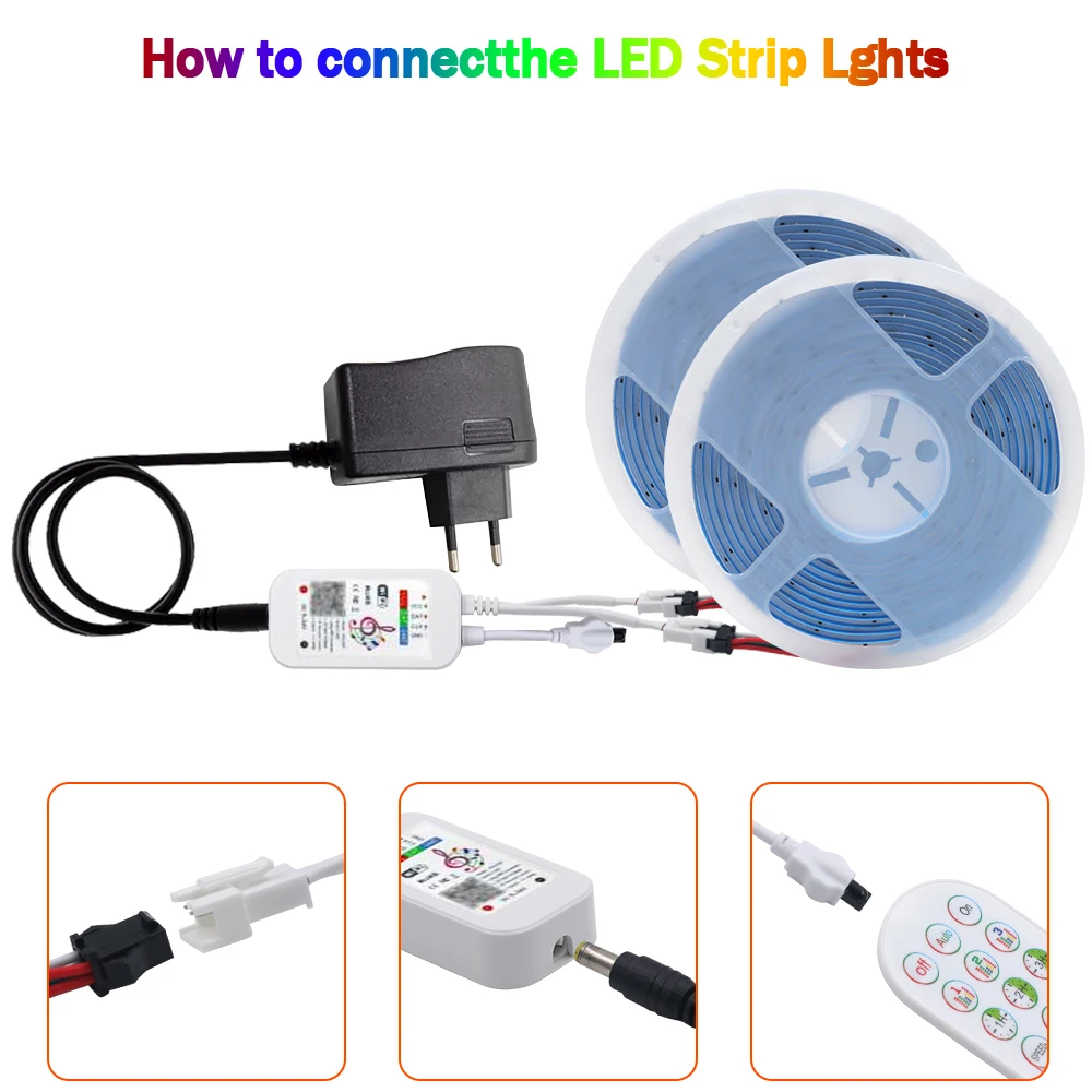 Bande Lumineuse Flexible à Haute Densité, WIFI, WS2811 COB, RVB, IC, Pixel Adressable, DC12V, 24V, 720LED/m, Repldocument, 12mm, FCOB