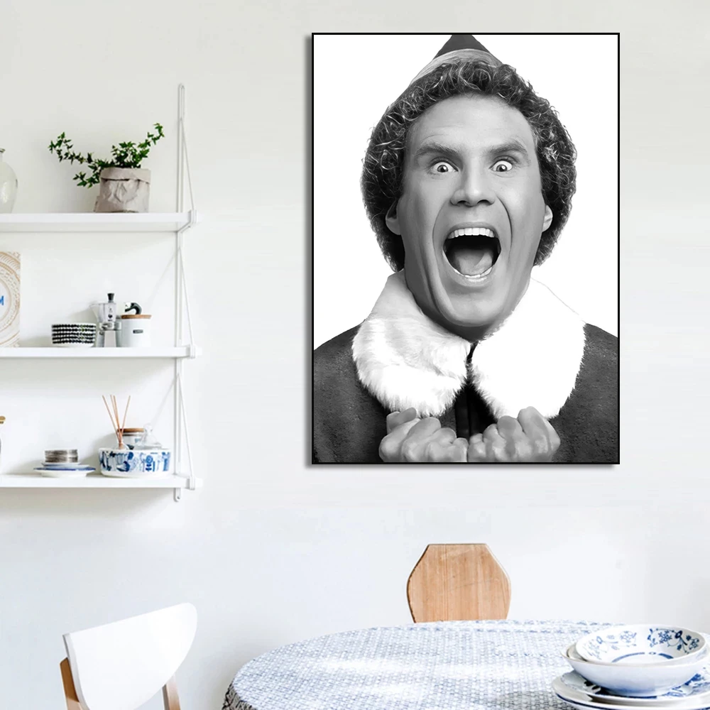 Home Alone Movie Poster, Funny Christmas Black and White, Santa Claus Canvas Painting for Living Room Home Decor Cuadros Gift