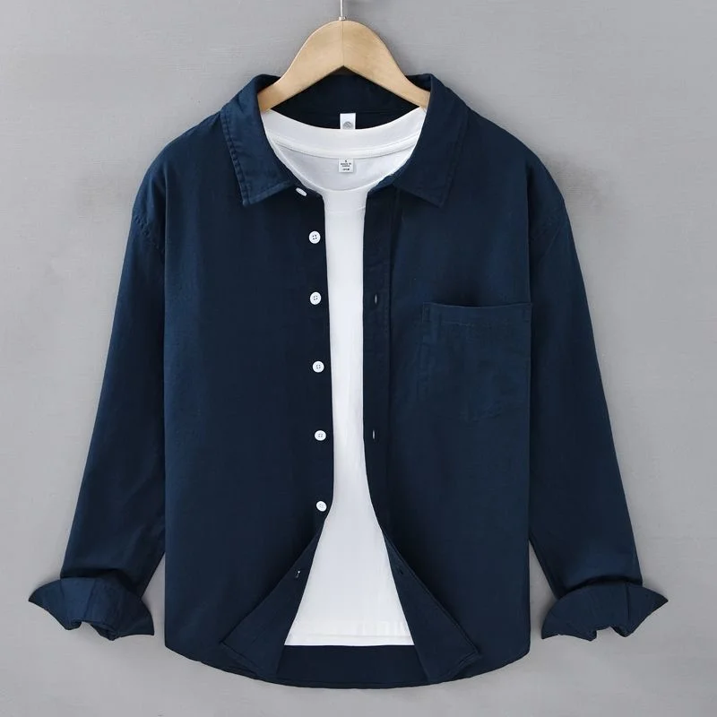 

Linen Long Sve Casual Busin irt Men's Breathable Spring Summer Pure Color Commute Faionable Urban Sle irt