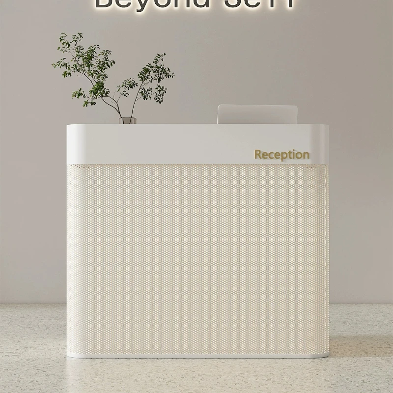 

Business Beige Reception Desks Salon Beauty Modern Restaurant Luxury Reception Desk Commercial Store Tavolo Reception Furniture