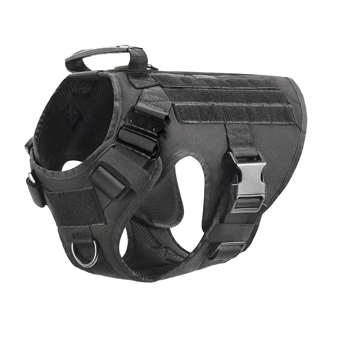 Molle Tactical Dog Harness With Leash Collar Pouches For Medium Large Dogs Training Military Pet Vest Adjustable Service Harness