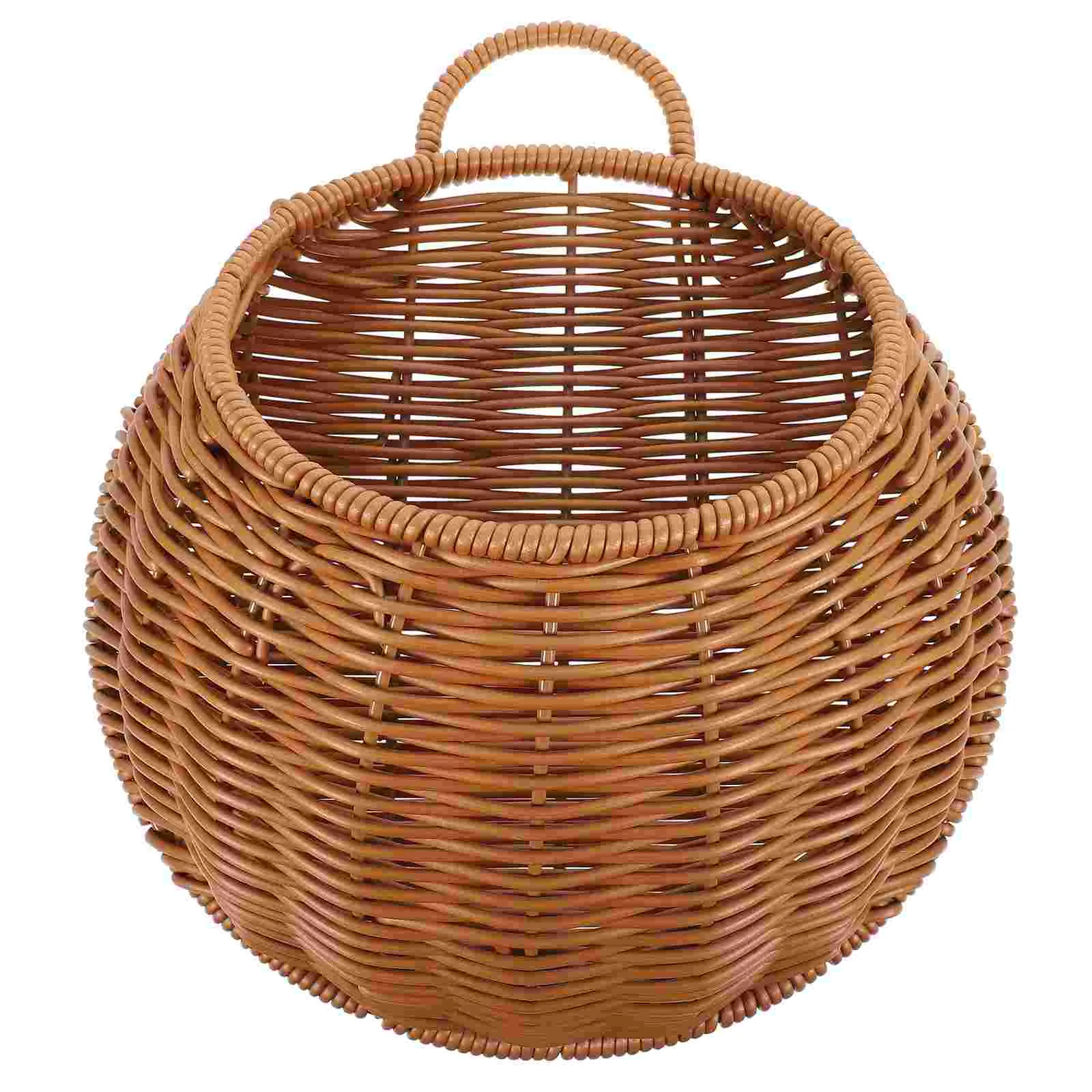 

Imitation Rattan Hand-woven Storage Basket Wall Hanging Decorative Flower Pot Arrangement (semi-circular Brown) Baskets Manual
