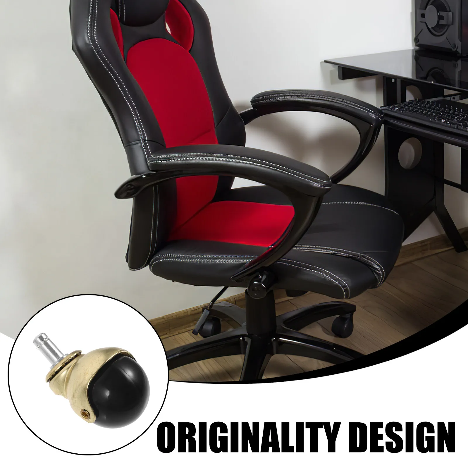 

Комплект из 5 золотых сферических роликов для стульев, замена колесиков для офисных и игровых кресел, плавное скольжение, усиленные, из полипропилена