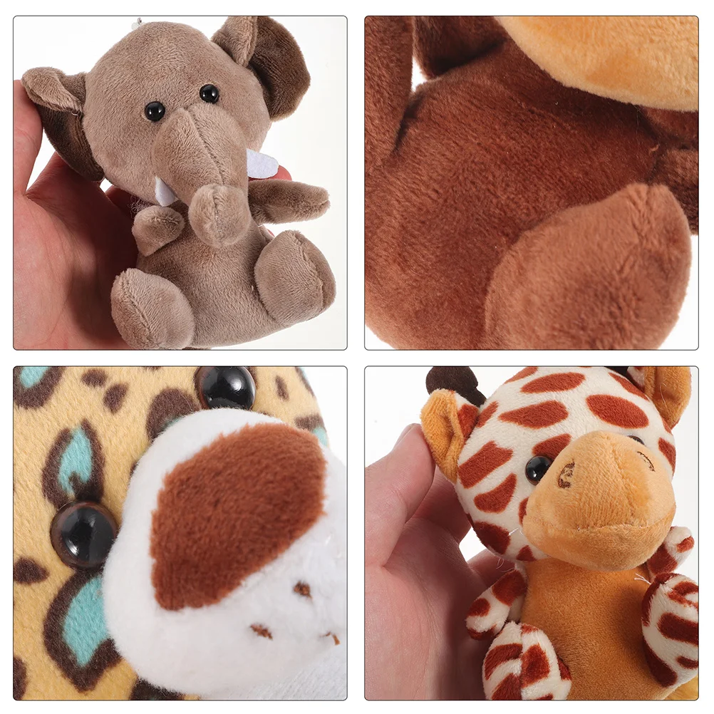 Mini jouets en peluche animaux de la jungle, petits animaux de la forêt en peluche, pendentif porte-clés, décorations en peluche, 12 pièces