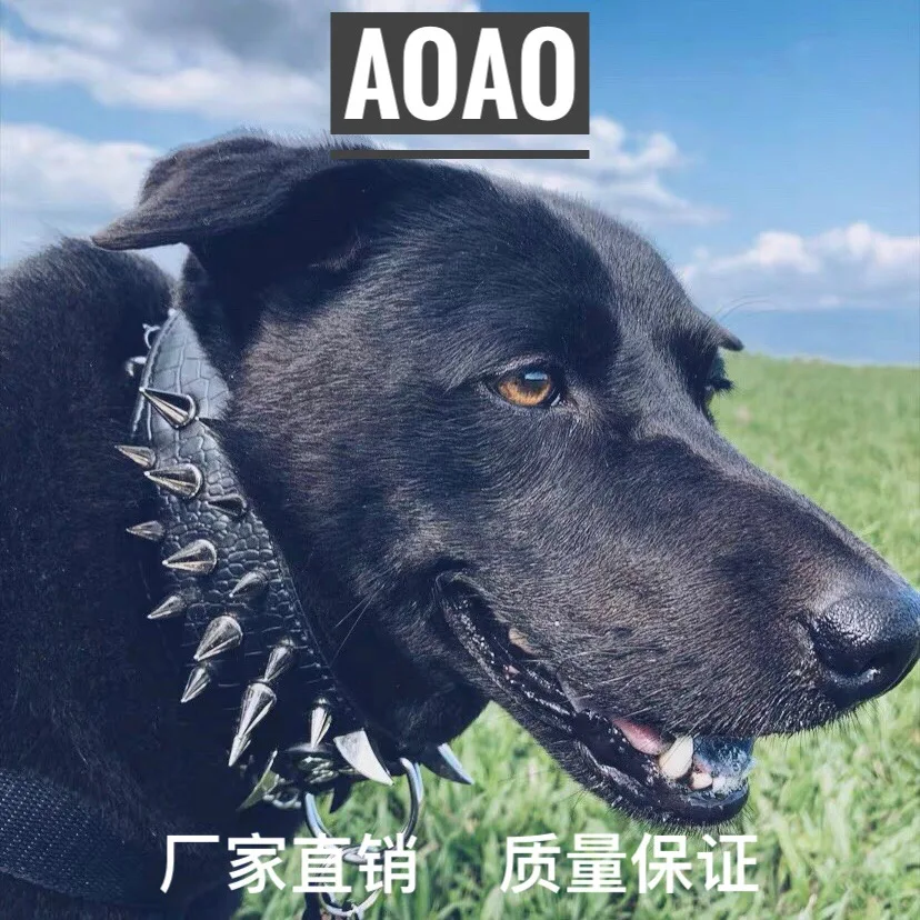 

Dog Collar Large and Medium-sized Dog Domineering Rivet Pet Collar Wolf Tooth Tip Nail PU Collar Anti-bite Neck