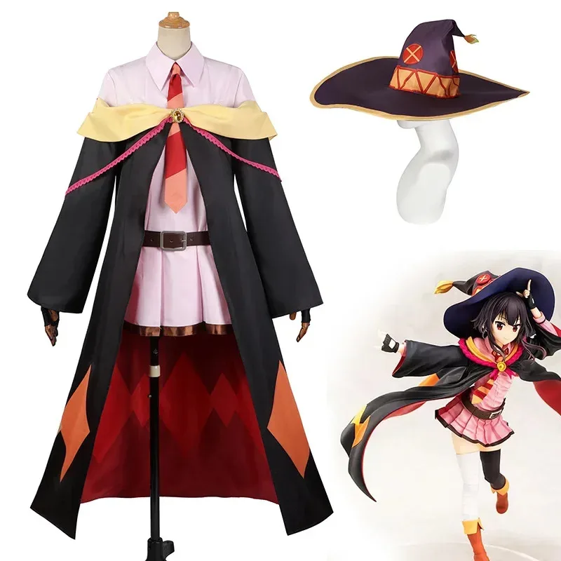 Halloween KonoSuba Megumin Umhang Kleid Uniform Anzug Outfit Gottes Segen für diese wunderbare Welt Anime Megumin Cosplay Kleidung