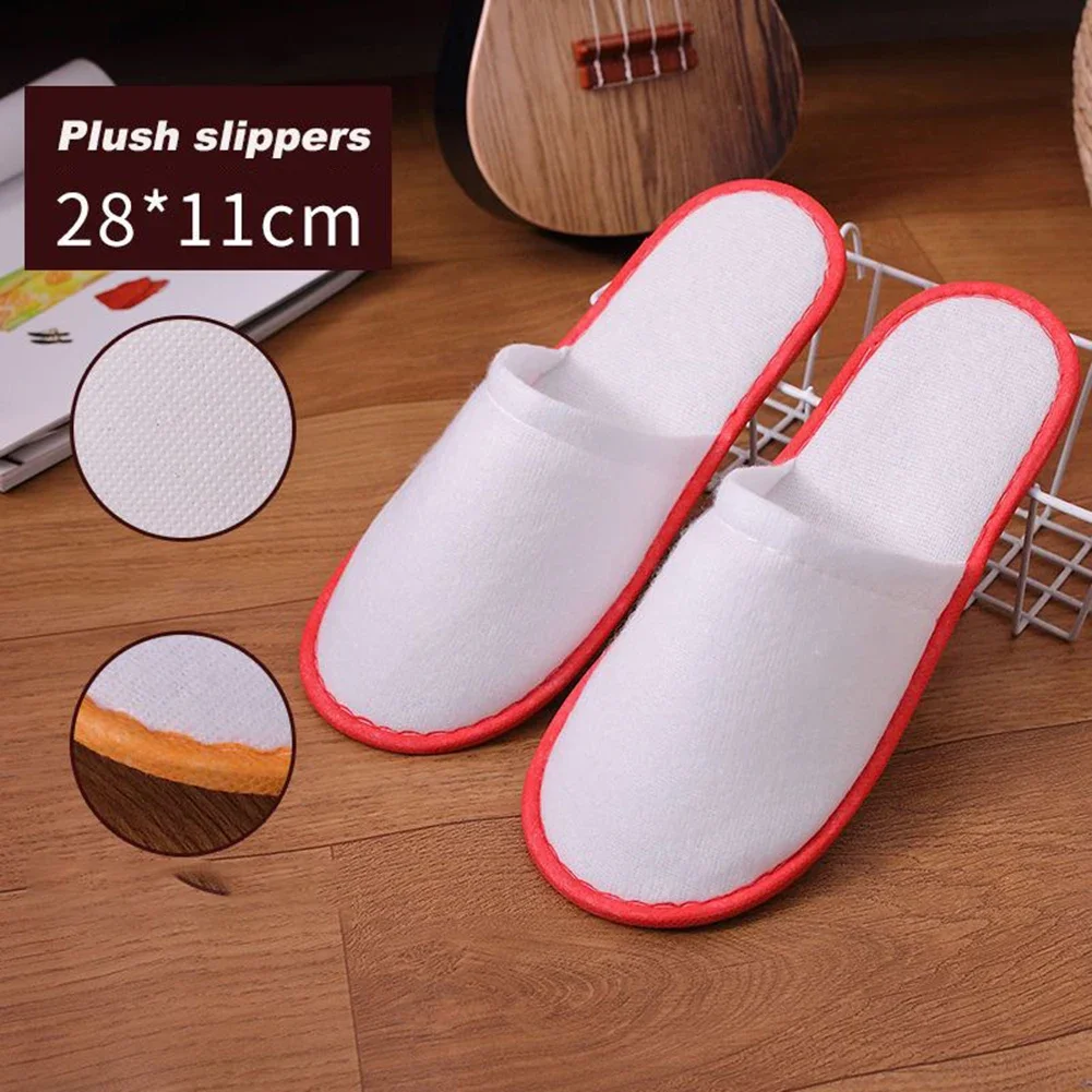 5/10/20 Pairs Random Color Hotel Slippers For Men Women Velvet Disposable Cotton Slippers Home Hotel Shoes SPA Guest Slide