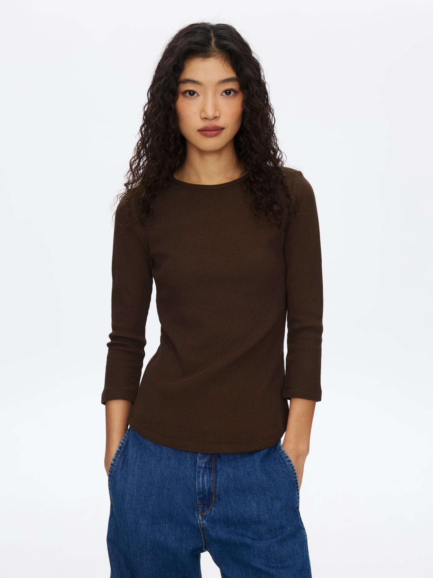 

Oneup Women's Breathable Fitness T-shirt Three-quarter Sleeve Base Shirt Loose Fit Spring Season Sporty Style Pure Color