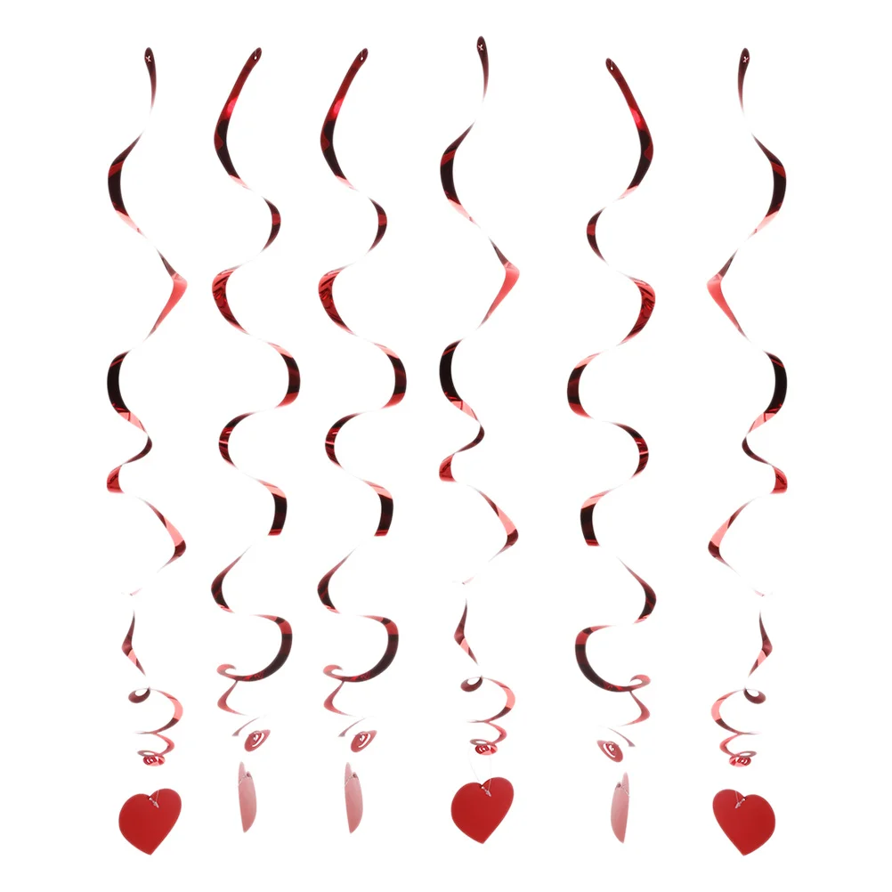 

6Pcs 90Cm Love Heart Spiral Hangings Red Swirl Decor for Party Wedding Birthday Festival Stage Decoration Love Hanging Swirl