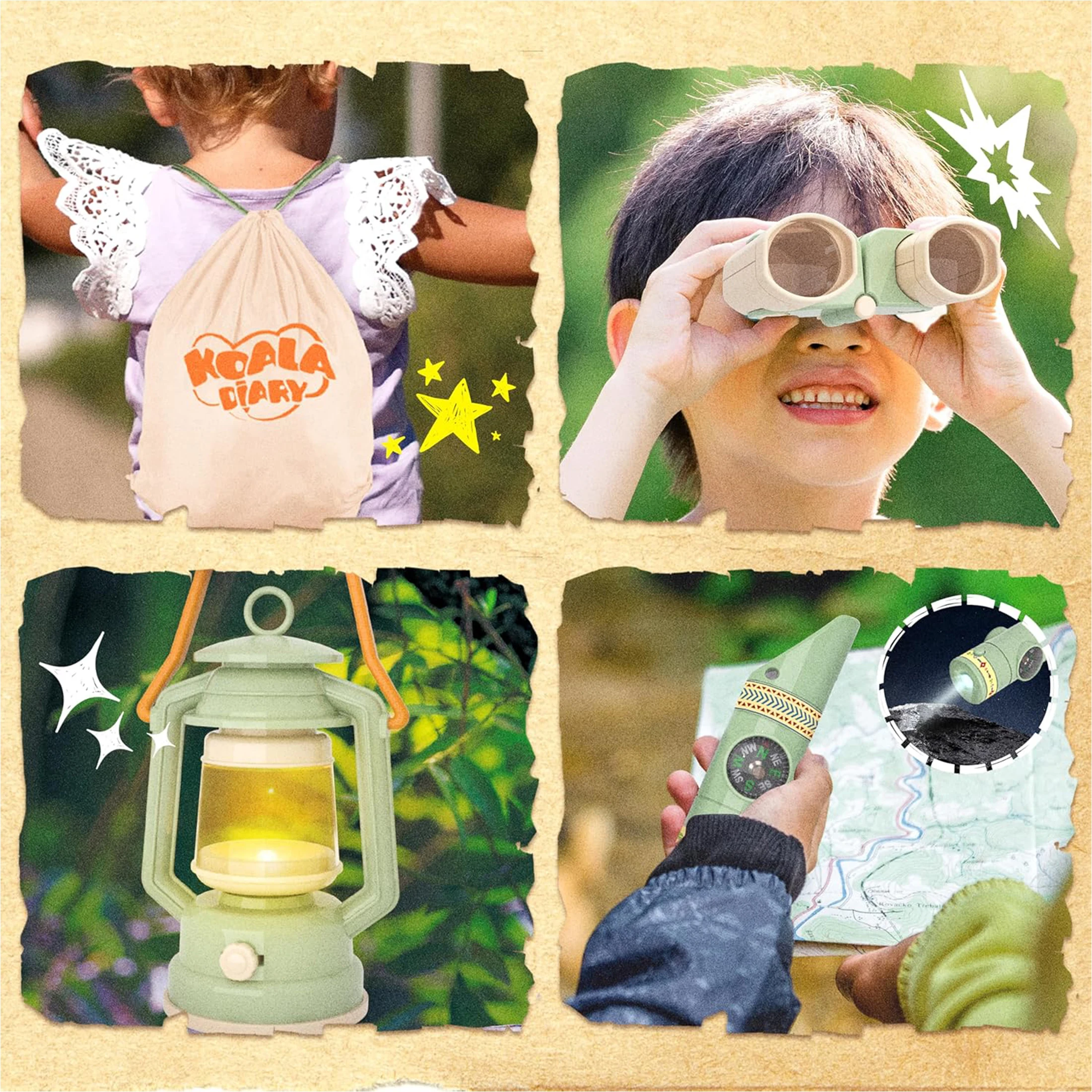 Ensemble d'aventure en plein air immersif pour enfants, tente de camping en boîte exquise + ensemble de piège à feu de camp, base secrète intérieure en matériau Abs résiste en quelques secondes, plaisir de style de cam