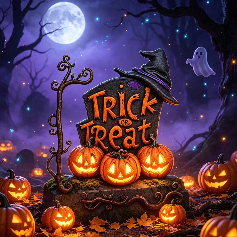 Trick or Treat Tombstone Jack-o’-lantern Halloween Silicone Sugarcraft Mould Cupcake Baking Fondant Cake Decorating Tools
