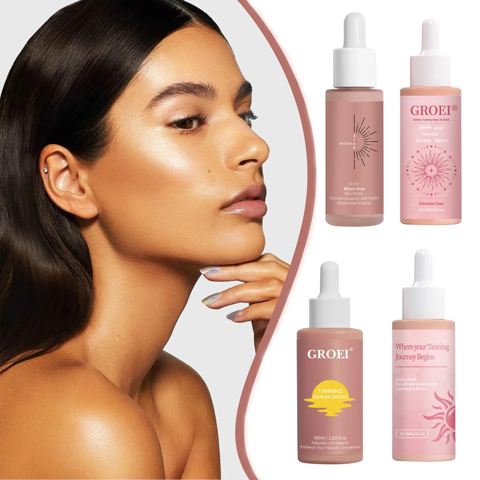 

Sunless Tanning Drops to Drink – 50ml/60ml | Achieve Sun-Kissed Glow Without UV | Vegan Formula for All Skin Types | Easy to Use