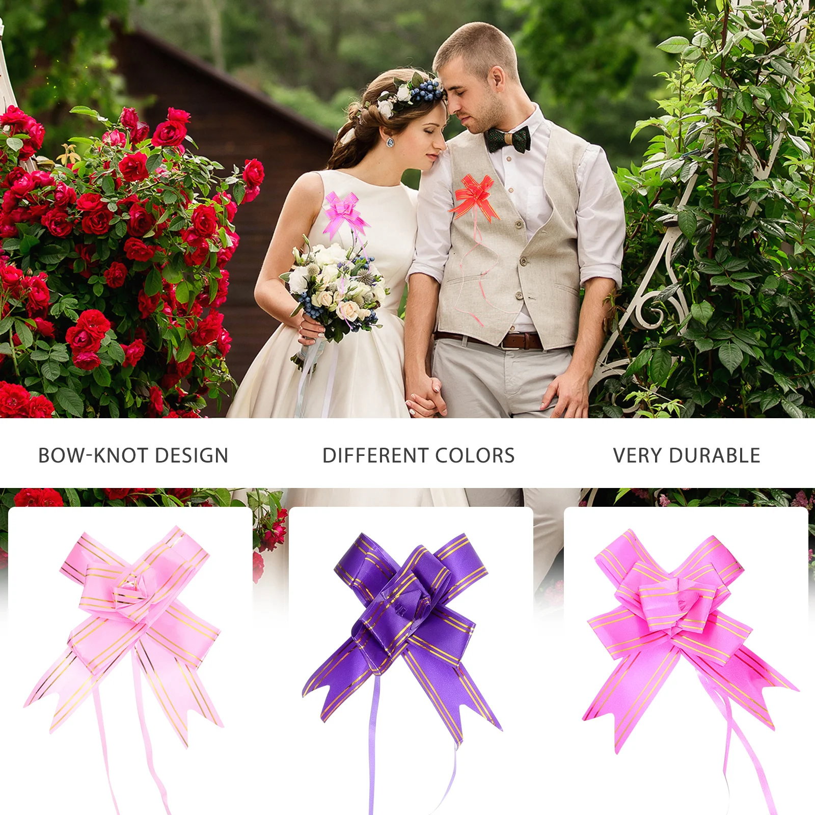 

6Pcs Gold Rim Bow Glossy Bow-Knots for Wedding Car Decor Gift Box Packing Party Celebration Classroom Decorative Accessories