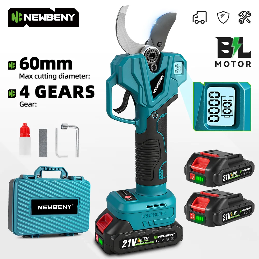 NEWBENY 75mm 4-Gang Bürstenloser Elektrischer Astschneider Effizientes Wiederaufladbares Gartenpflege-Werkzeug für Makita 21V Akku