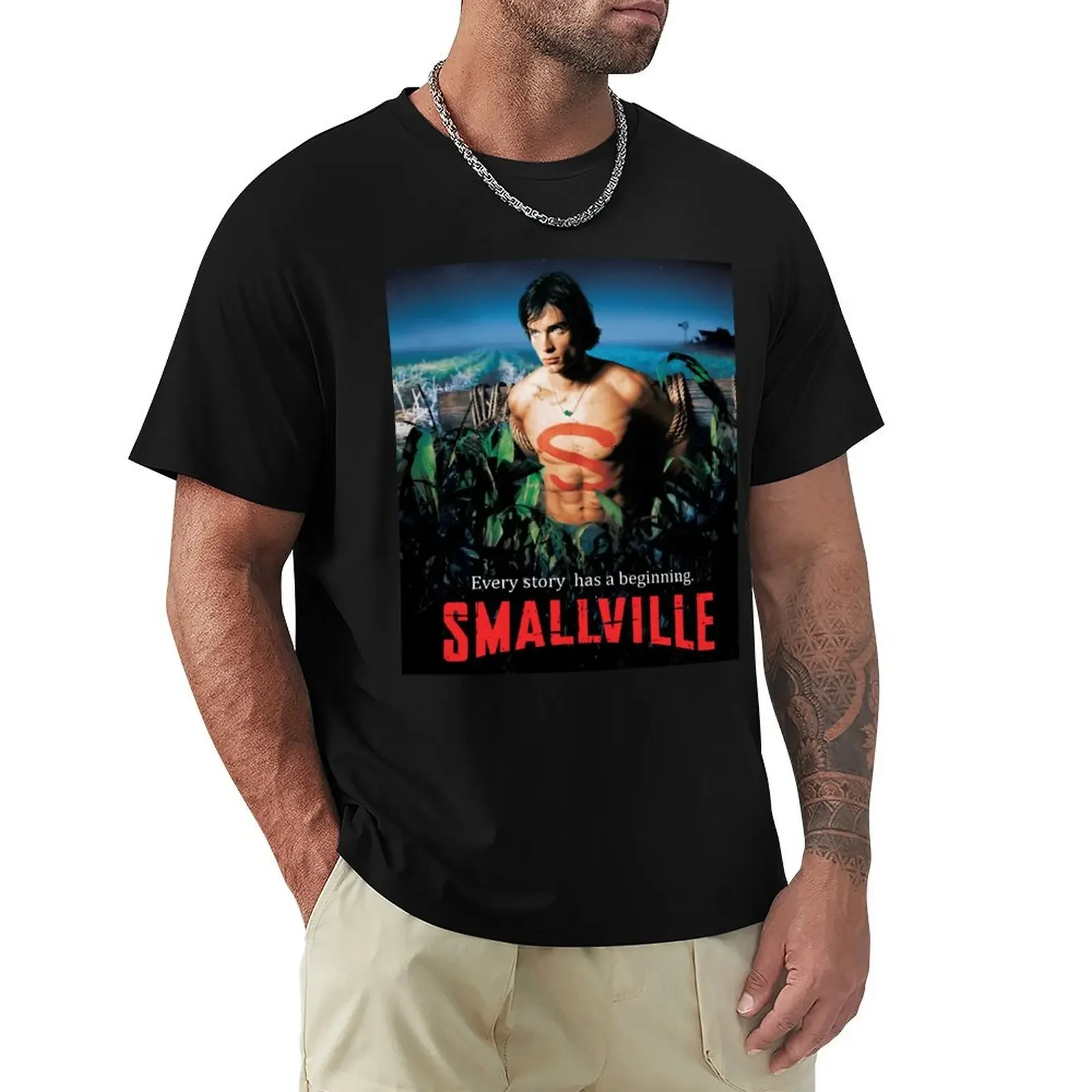 Camiseta da série Smallville, figuras de anime, camisetas oversized, camiseta gráfica de manga curta masculina