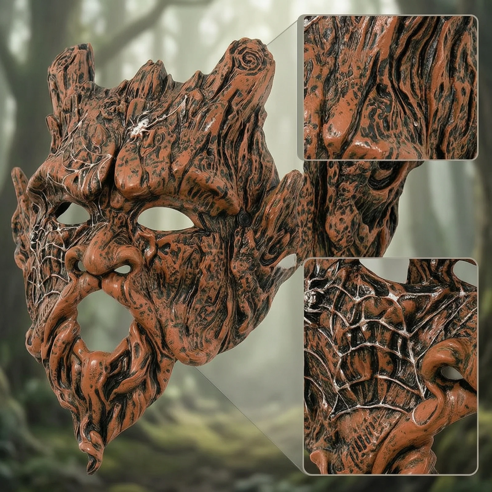 Tree Spirit Mask Theatrical Woodland Spirit Mask Costume Accessory Realistic Headgear Mystical for Cosplayers, Halloween