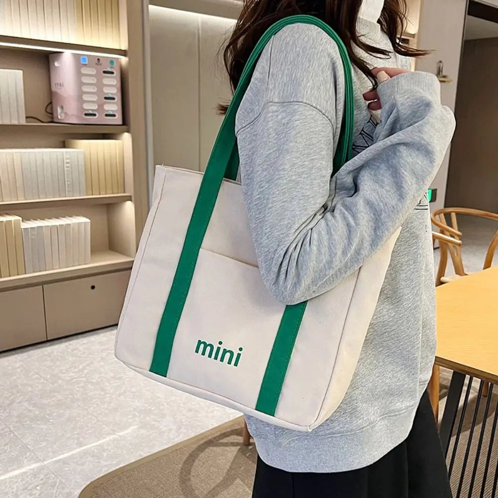 Casual Print Letter Canvas Bag Handbag Large Capacity Tote Bag Shopping Bag Mommy Bag Shoulder Bag Girl