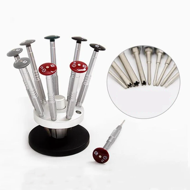Eyeglass Repair Tool with Swivel Storage Base 9-Piece Eyeglass Screwdriver Set