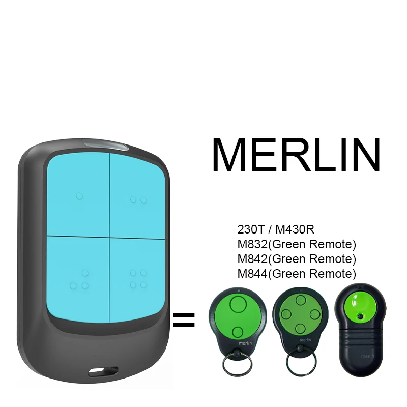 MERLIN Garage Remote Control 230T M430R M832 M842 M844(Green Remote) 433.92MHz Garage Door Remote Control Opener