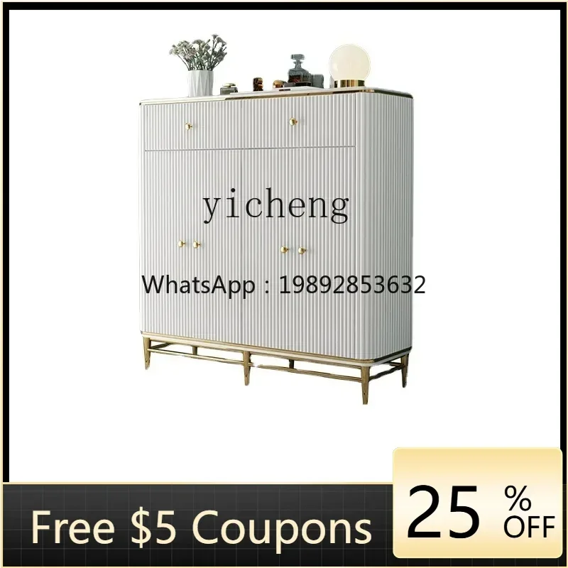 

Affordable Luxury Style Shoe Cabinet Modern Simple Stainless Steel Living Room Doorway Partition Entrance Cabinet