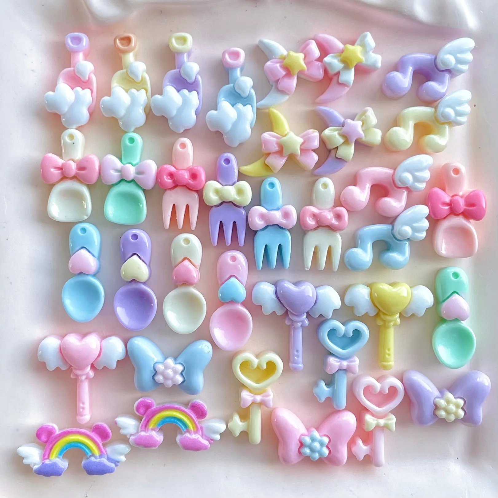 20Pcs Sweet Mini Glossy Planar Resin Material Woman Earrings Hairpin Ring Fashion Craft Accessories Scrapbooking Charms Applique