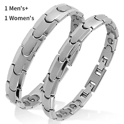 Couple Titanium Bracelet Healthy Bio Energy Magnetic  Simple and Fashion Wrist Chain for Lovers