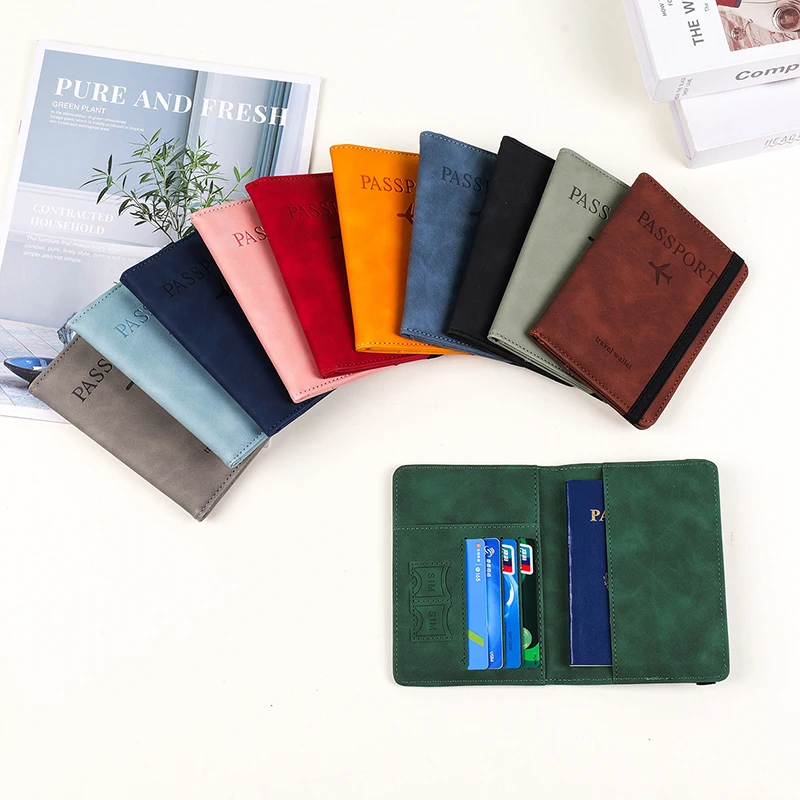 

2025 New Straps Passport Protective Cover Multifunctional Thickened Pu Leather Travel Card Passport Book Leather ID Holder Bag
