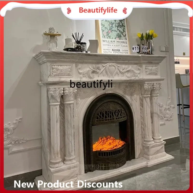 

French Fireplace Natural Jazz White Fangshan White Marble Fireplace European French