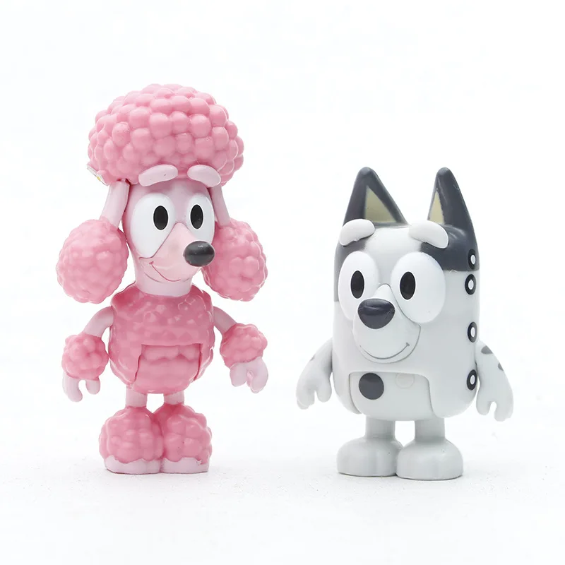 دمى عائلة بينجو زرقاء ، نموذج لعبة كرتون شهير ، زخارف سطح المكتب ، مفاصل جرو ، مقصوص عائلي منقول ، 8 في كل مجموعة #4