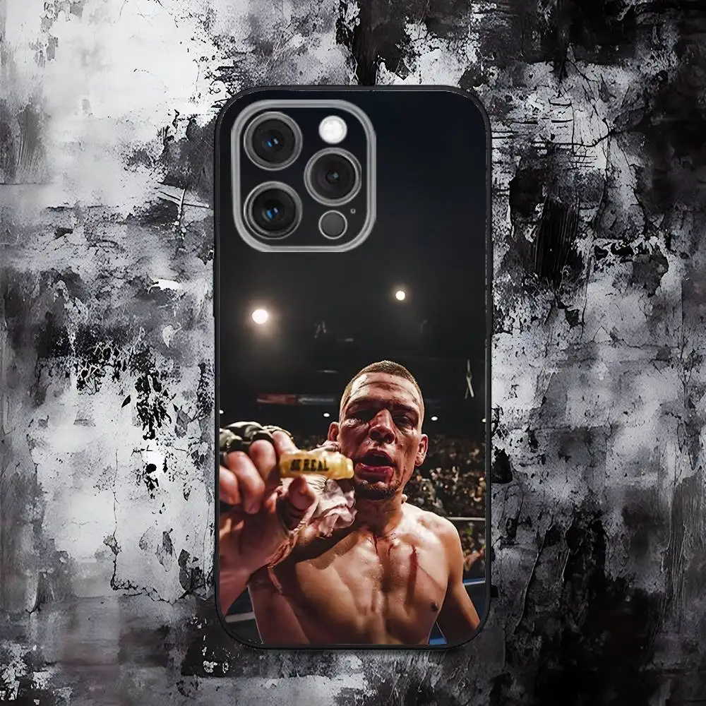 N-Nate D-Diaz เคสโทรศัพท์ชกมวยสําหรับ iPhone 16,15,14,13,12,11,Pro,Max,Plus,X,XS,SE,E,Mini,ซิลิโคนอ่อนนุ่มเคสสีดํา