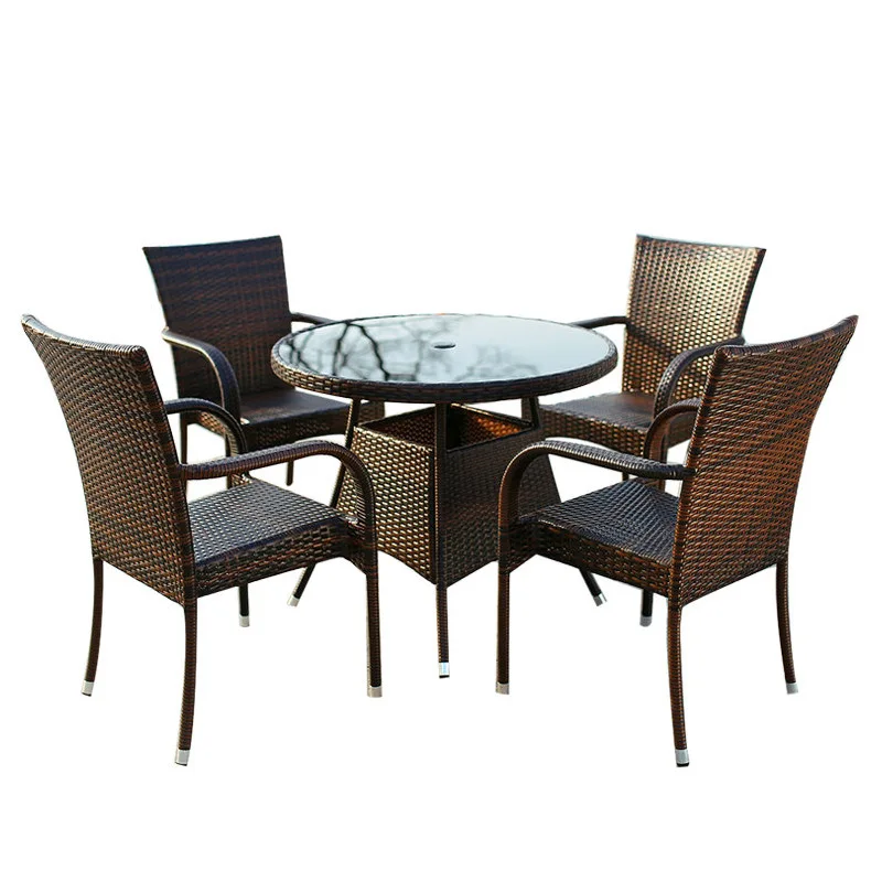 

Open-air tables and chairs five-piece outdoor courtyard villa scenic garden rattan chair leisure outdoor terrace wrought iron ch