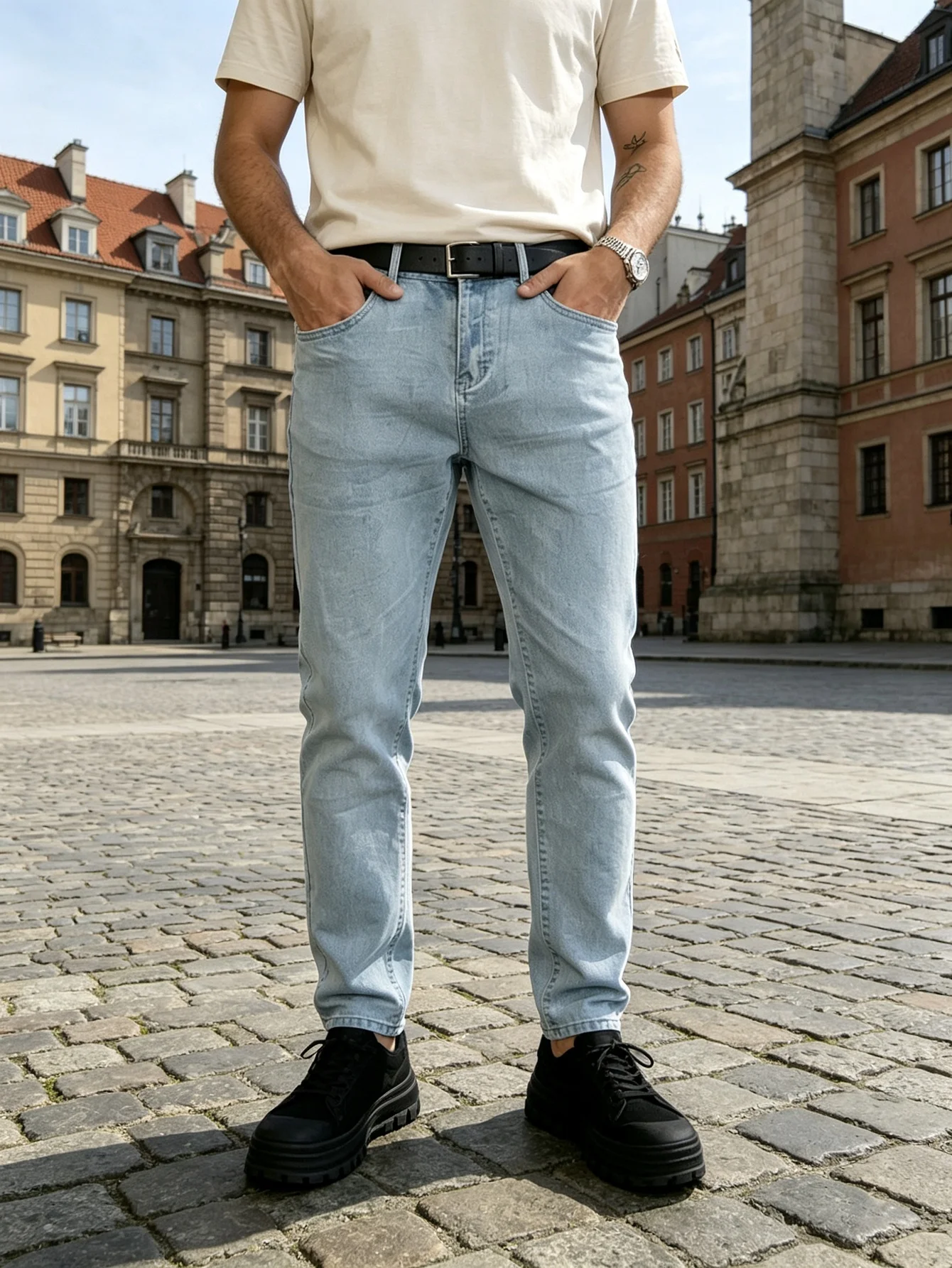 Daily Casual Y2K Trendy American Street Faded Oversized Denim Trousers Multi-Functional Side Pockets All-Season Urban Outfit, Sw