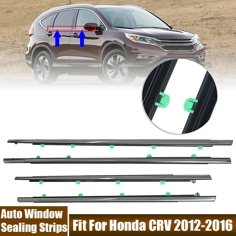 

4Pcs/Set Car Door Window Decorative Strips Black Rubber Sealing Strip Fit For Honda CRV 2012 2013 2014 2015 2016 Car Accessories