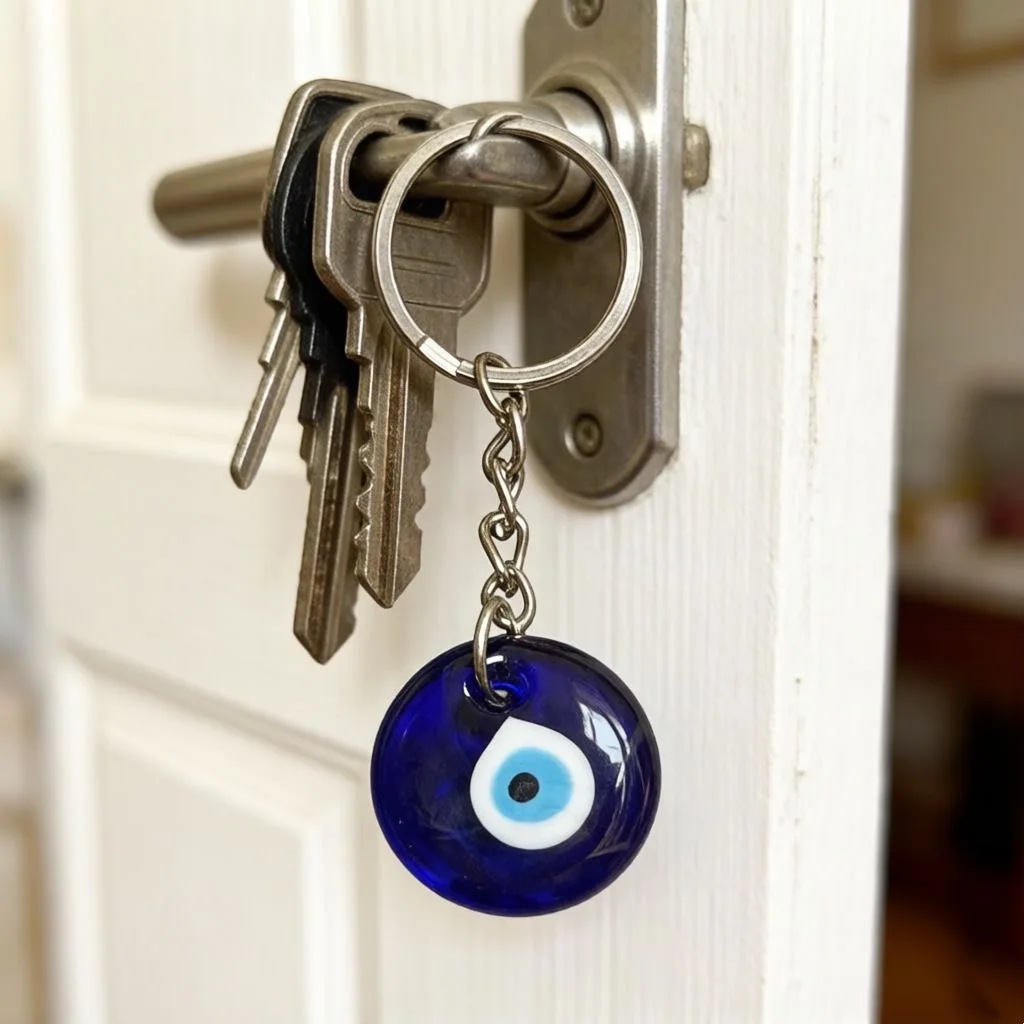 Blue Eye Lucky Eye Keychain Turkey Hand of Fatima Lucky Eye Pendant Decoration Metal Ring Car Hanging Charm Handbag Car Keychain