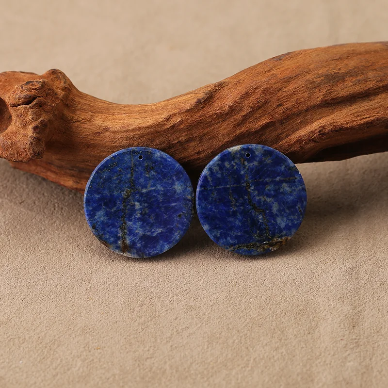 

Natural Lapis Lazuli Round Earrings Beads for Jewelry Making, Handmade Natural stones beads 30*4mm 15.6g