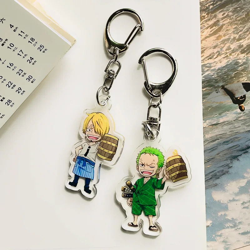 Peripheral Recycled Acrylic Keychain for One Piece Roronoa Zoro Monkey D. Luffy Vinsmoke Sanji Usopp Franky Keychain Gift