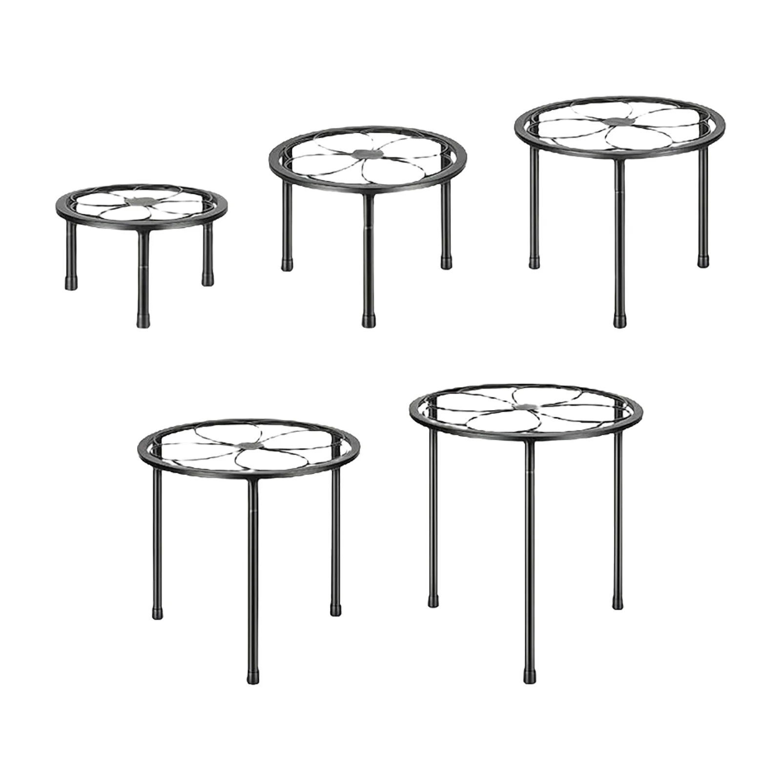 

5-Piece Iron Flower Stand Set Heavy Duty Metal Plant Stand for Indoor and Outdoor Use with 130lbs Capacity