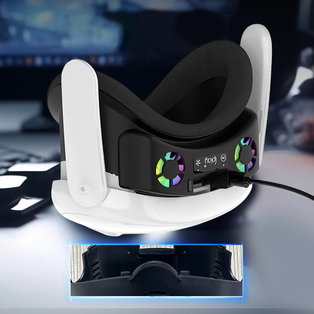 For Meta Quest 3 Face Cover with Cooling Fan Facial Interface Radiator with RGB Light with Anti-Leakage Nose Pad VR Accessories