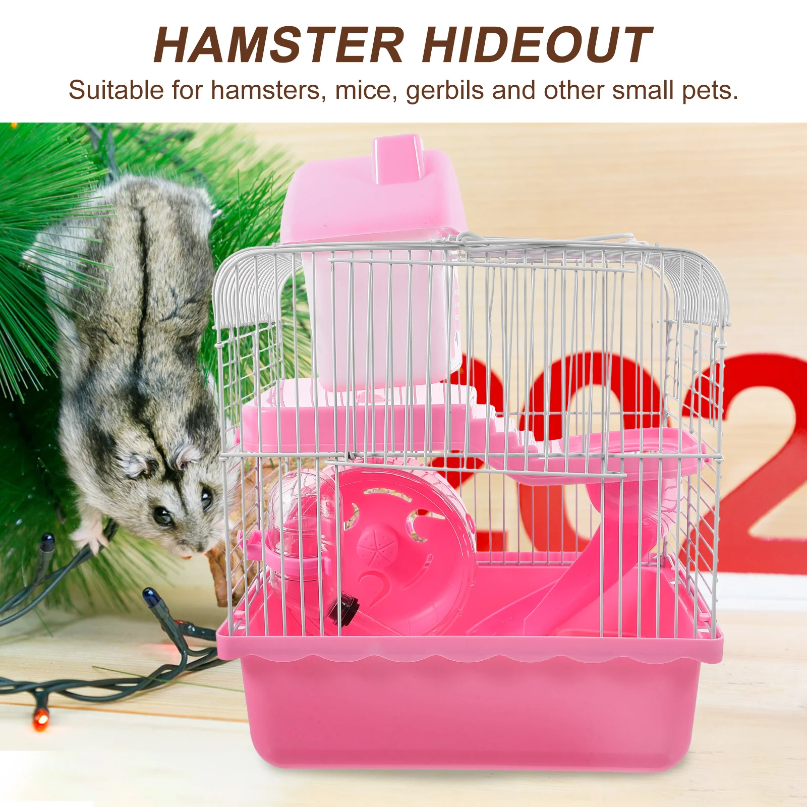 Hamster Castle Cage Large Guinea Pig Toys Pet Villa Double-layer Rat Platform Cages Portable Small Hideout