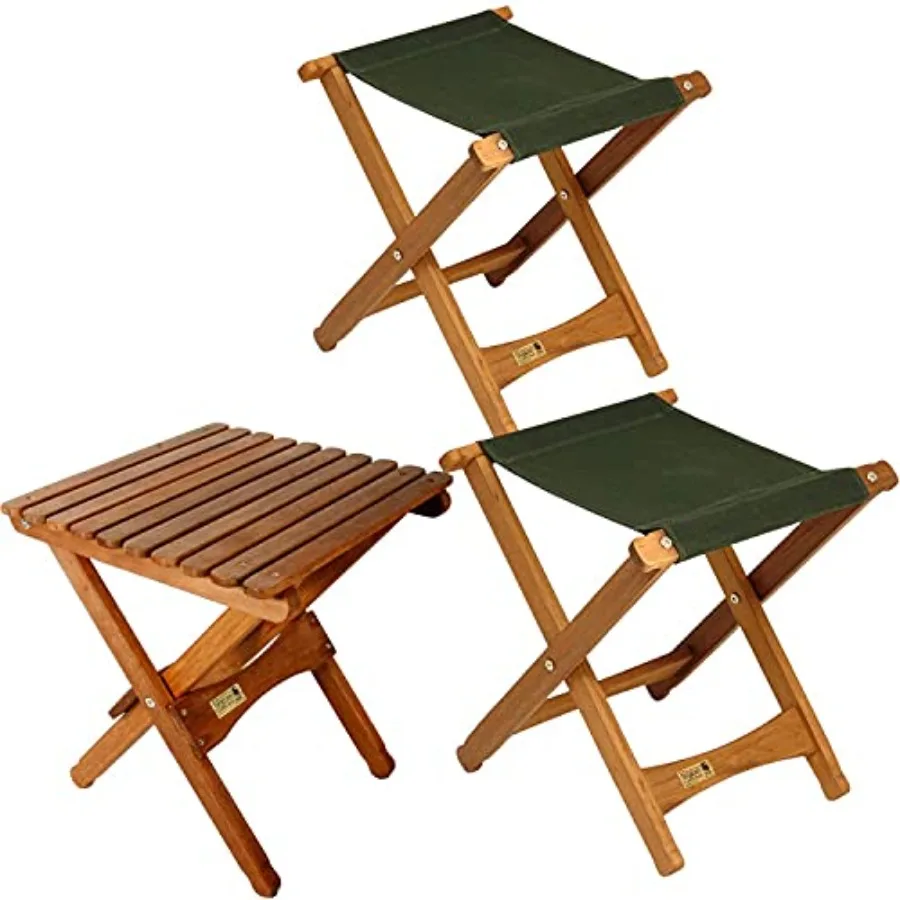 Pangean Tailgate Bundle Large Table and Stools Green Perfect for Outdoor Events Camping Picnics and Tailgating wi