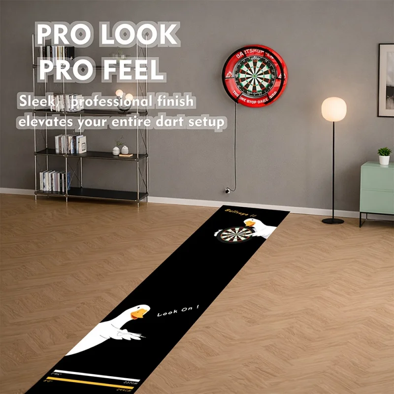 Tapis de jeu de fléchettes VIKAMA Lucky Duck avec marquages de lignes, antidérapant, résistant à l'usure, pour salle de jeu, bar, décoration intérieure