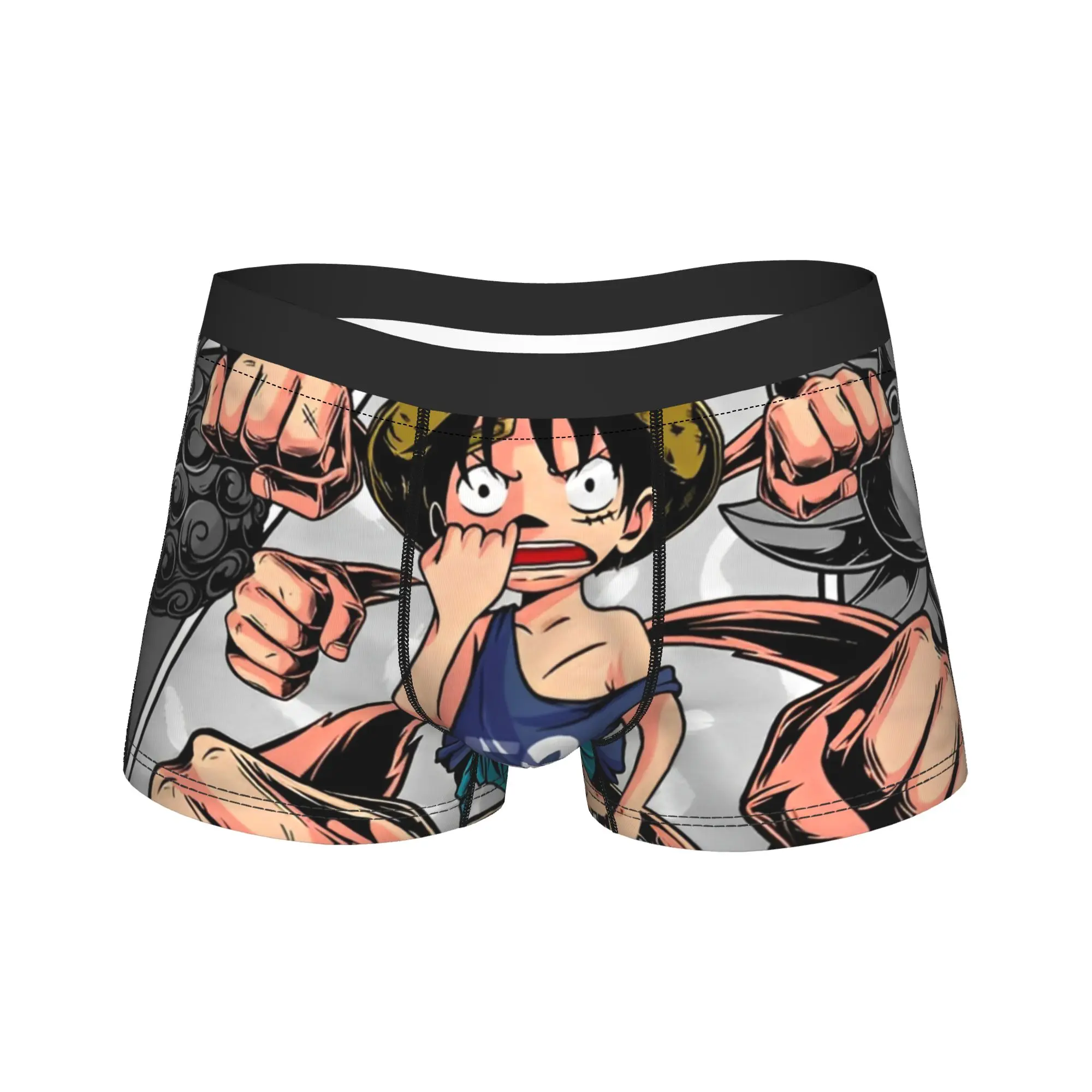 

Man Monkey D Luffy One Piece Boxer Briefs Shorts Panties Breathable Underwear Cartoon Anime Male Funny Plus Size Underpants