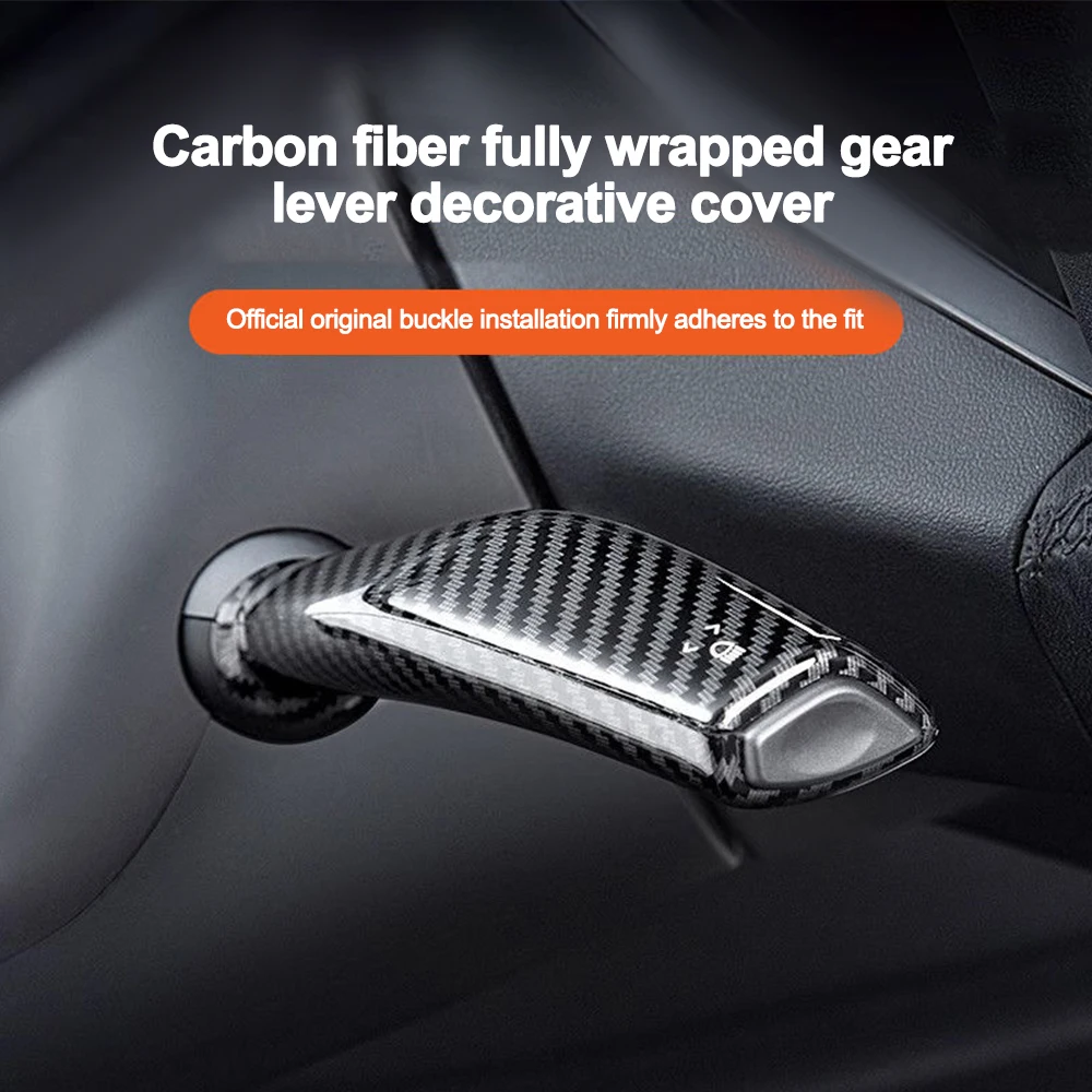 1 Set Carbon Fiber Steering Wheel Shift Protection Cover For Tesla Model 3 Y ABS Car Column Shift Knob Cover Decor Accessories