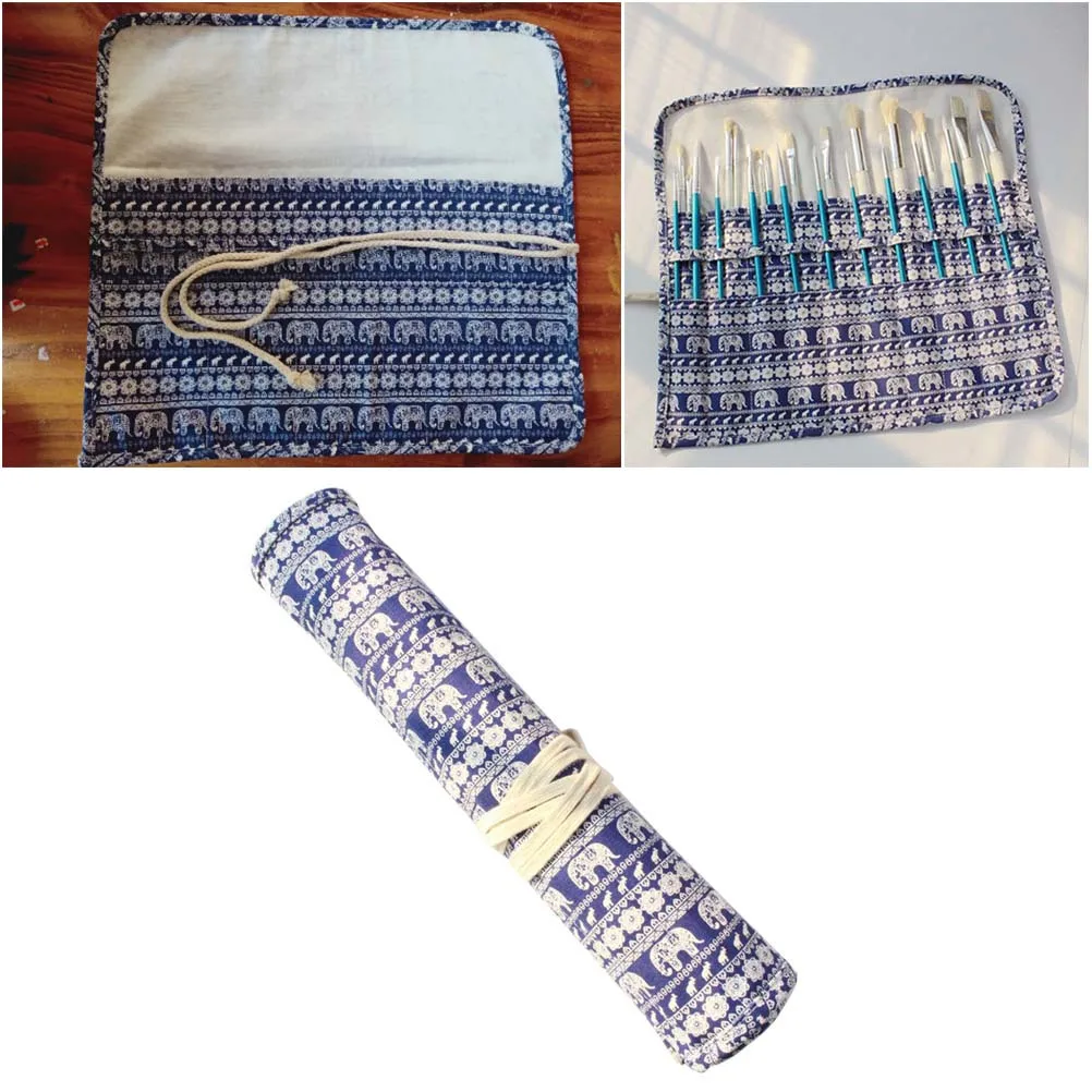 20 فتحة حامل فرشاة طلاء قماشية قابلة للطي لتخزين الطلاء بالألوان المائية واستخدام الزيت وحامل فرشاة الفنان وحقائب قماشية #3