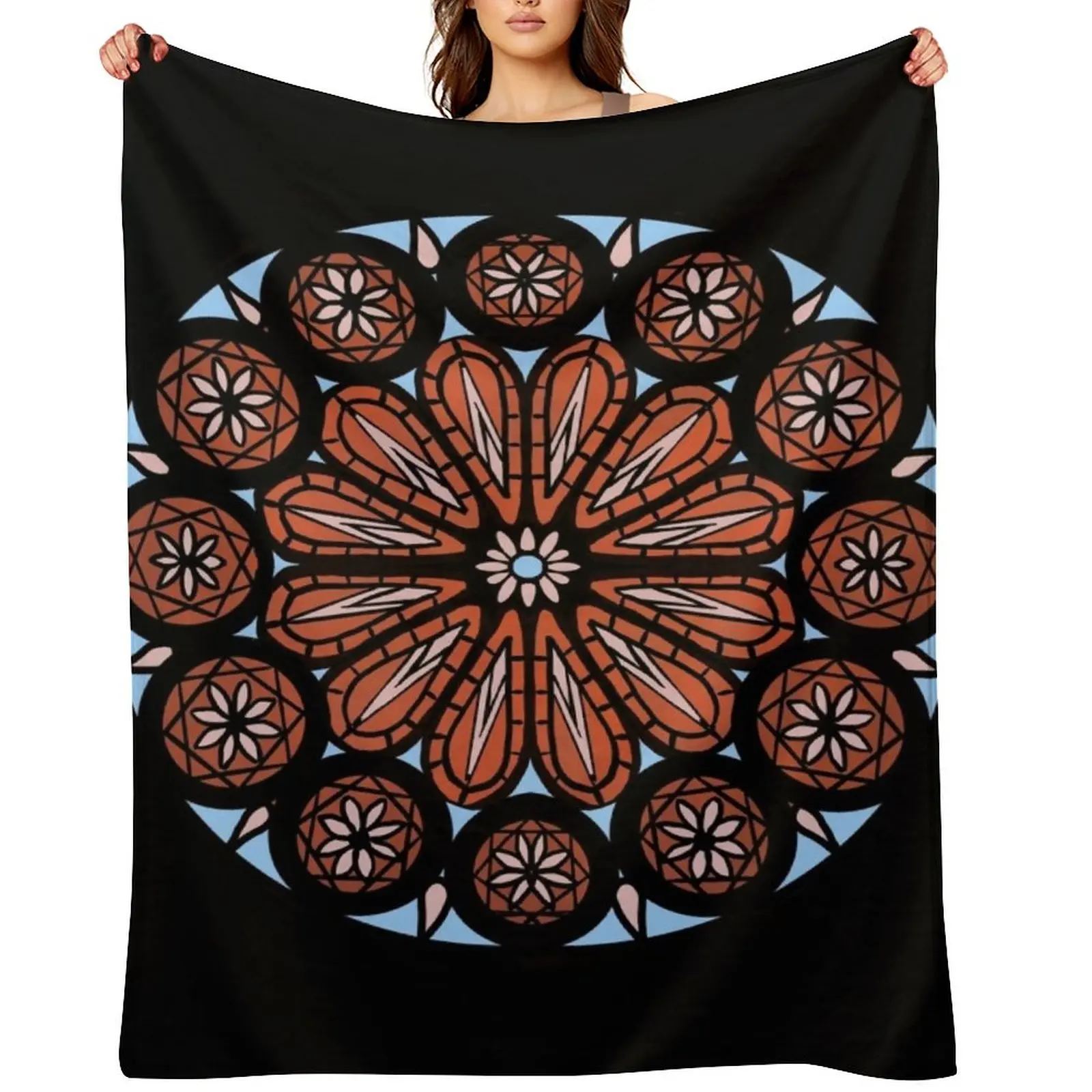 

The OA rose window Throw Blanket Blankets For Bed Soft Plaid Decorative Throw Winter beds Blankets