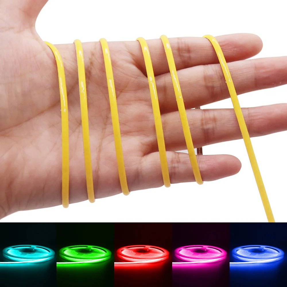 

2.7mm Super Thin COB LED Strip Light 3V 5V 12V Colored Light Strips For Room Decoration Car FOB Flexible Ribbon Dimmer Backlight