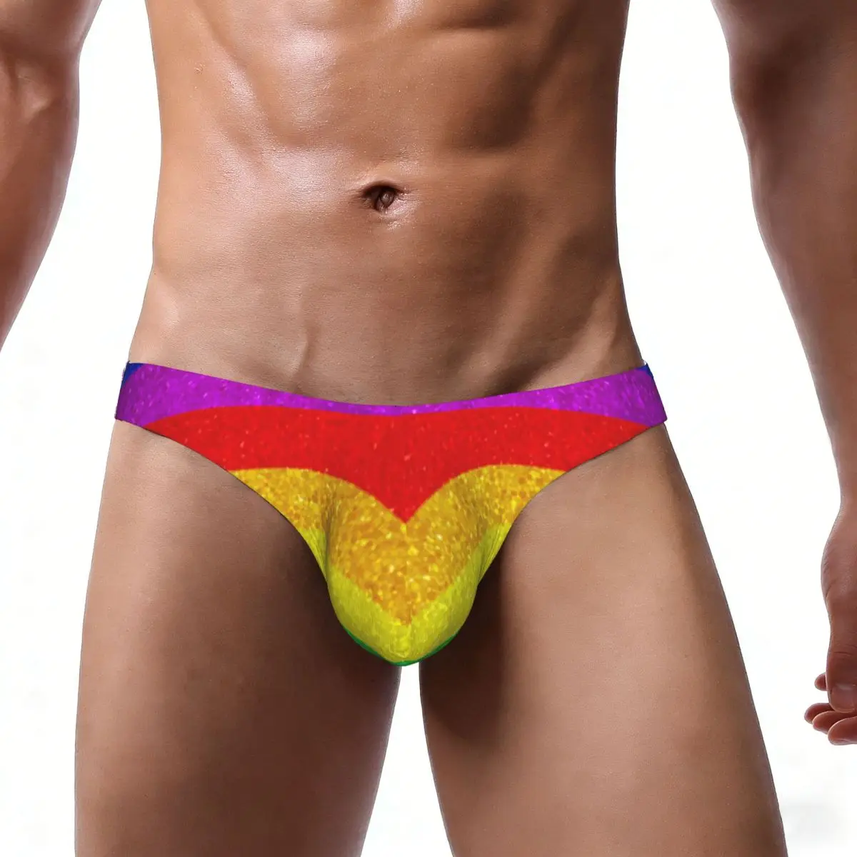 Sexy Man's Underwear Briefs Rainbow Flag On Styrofoam Texture Men Underpants
